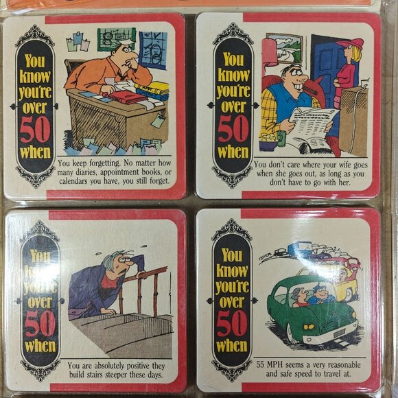 You're Over 50 When... Birthday Coasters Set Of 8 Vintage Humor Birthday Gift - Picture 2 of 6